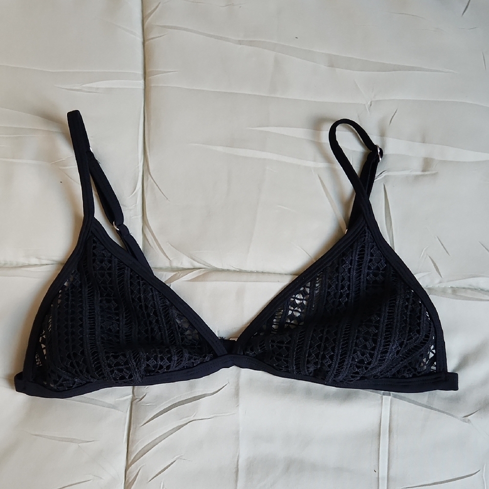 Black Textured Bikini Top